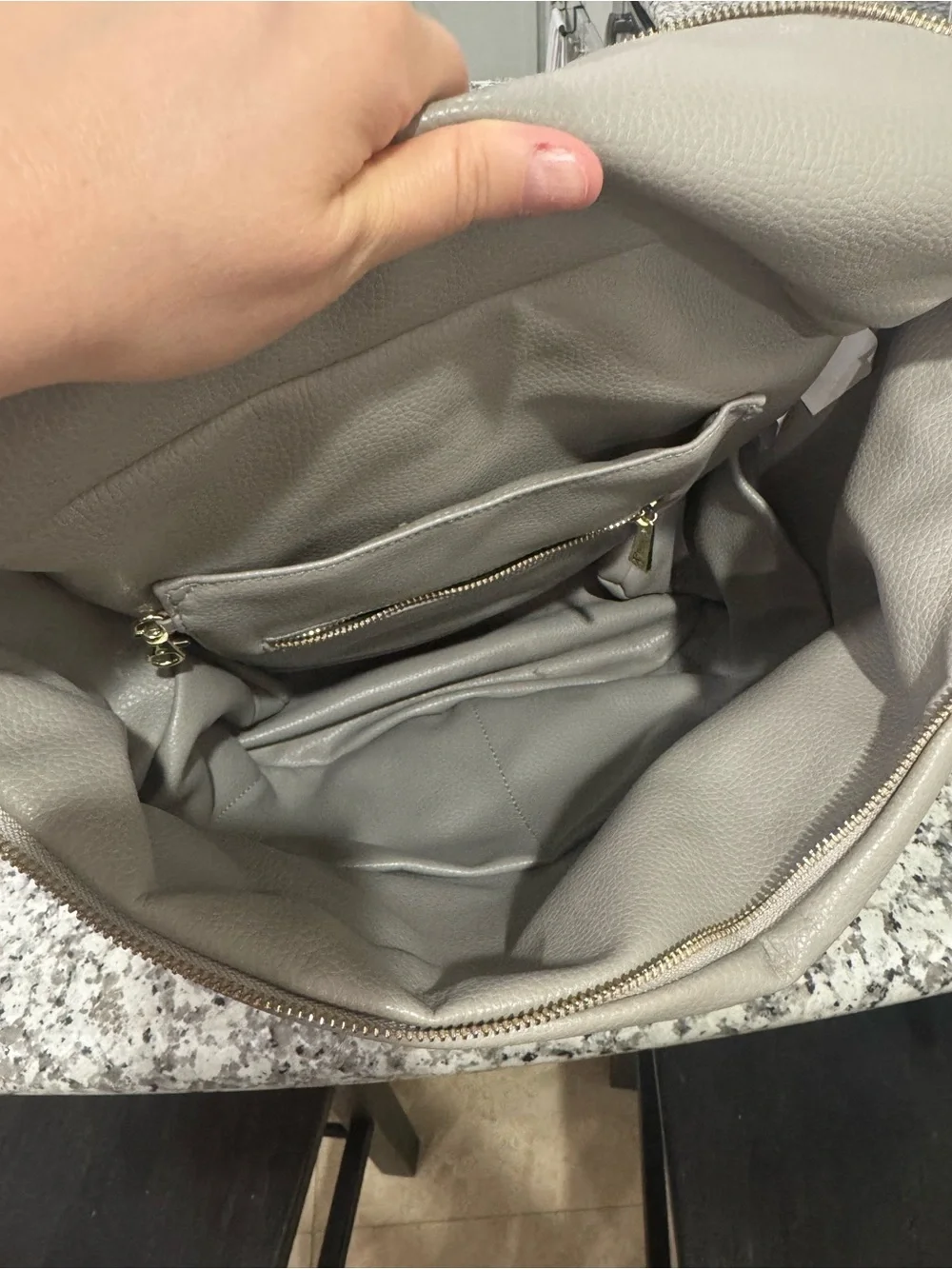 Fawn Design Light Grey Leather Backpack